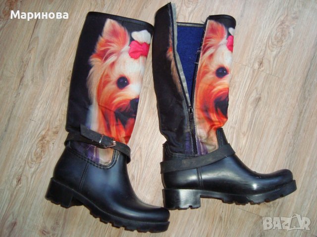 Чудесни гумени ботушки с кученце +подарък Дъждобран, снимка 5 - Детски боти и ботуши - 43099334