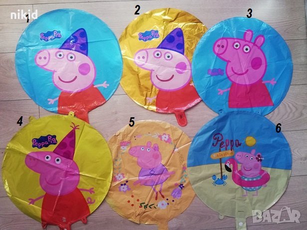 Пепа Пиг peppa pig 6 вида кръгъл фолио фолиев балон хелий и въздух парти рожден ден, снимка 1 - Други - 26604999