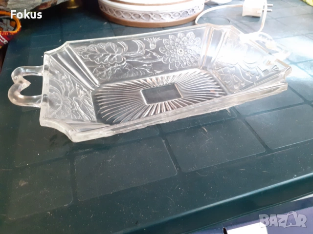 Стъклен поднос плато чиния, снимка 2 - Антикварни и старинни предмети - 53408704