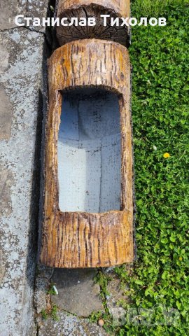 Градински кашпи от щампован бетон имитация на дърво, снимка 3 - Саксии и кашпи - 40664286