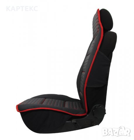 Тапицерия Тип Масажор 1+1 За Предни Седалки Лукс Черна С Червен Шев, Еко Кожа, снимка 3 - Аксесоари и консумативи - 37801438