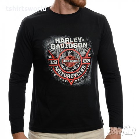 Нова мъжка блуза с дълъг ръкав и дигитален печат Harley Davidson мотор