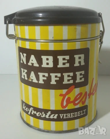 Ретро кутия Naber Kaffee метална цилиндрична, снимка 3 - Антикварни и старинни предмети - 51076118