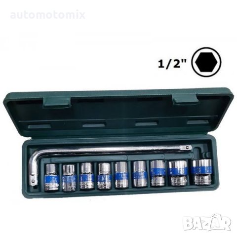 Комплект вложки 1/2'' 10 части с върток - 15201