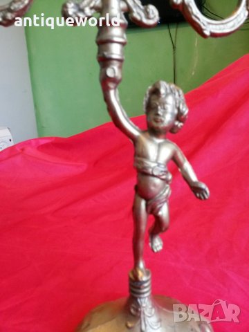 Красив Бароков Свещник Момченце Тройка, снимка 3 - Антикварни и старинни предмети - 26829906