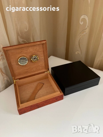 Хумидор за до 30 пури от кедър – черен / махагон