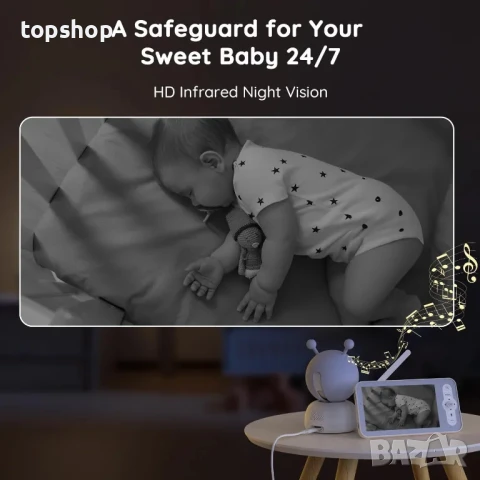 НОВ WiFi Бебефон висок клас BOIFUN 5 инча, Син, за момче, снимка 4 - Бебефони - 50555760