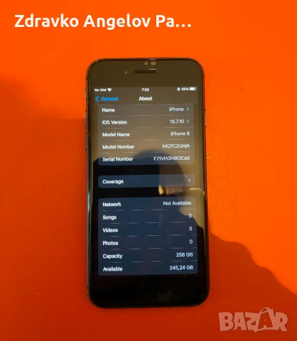 iPhone 8 256GB Space Gray 100% Живот на Батерията, снимка 7 - Apple iPhone - 50581054