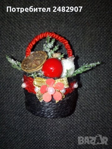 Ръчно изработени мини кошнички с цветя, снимка 3 - Декорация за дома - 38468109