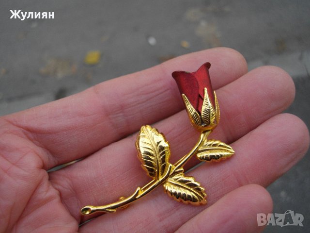 СТАРА БРОШКА РОЗА GREENWICH, снимка 2 - Антикварни и старинни предмети - 43351880