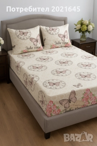 чаршаф с ластик и 2 калъфки за приста , снимка 7 - Спално бельо - 52475128