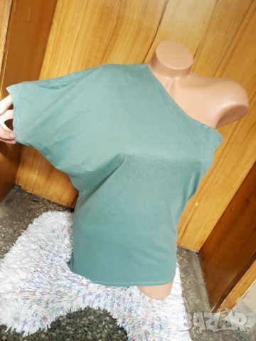 Тюркоазена тениска туника с едно рамо Л