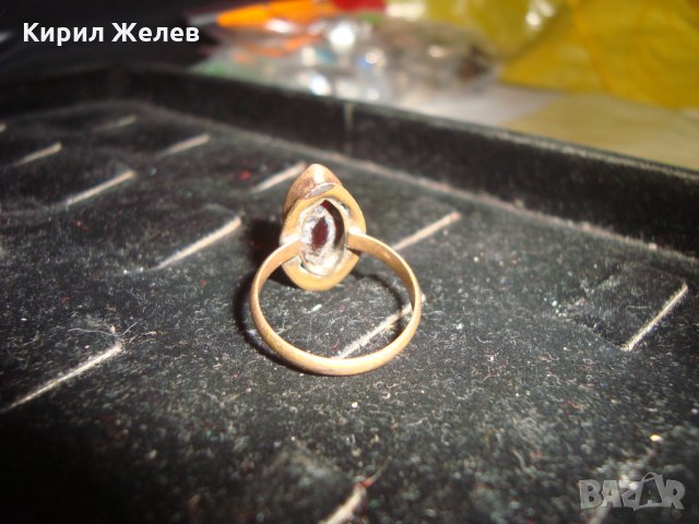 СТАР МЕДЕН ПОЗЛАТЕН ПРЪСТЕН с ЮВЕЛИРНО ФАСЕТИРАН ГРАНАТ АРТ ДЕКО УНИКАТ МАЙСТОРСКИ 21657, снимка 10 - Антикварни и старинни предмети - 32552903
