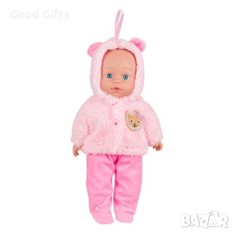 Кукла бебе с розови дрешки, 30см