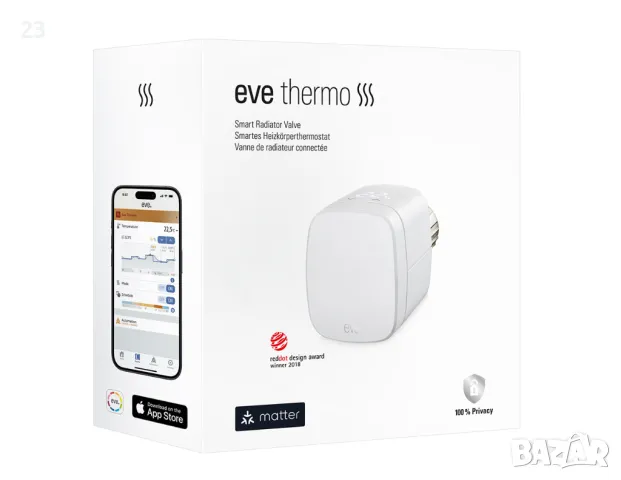 Смарт Термоглава Eve Thermo Smart LED Display - Homekit / Google Home, снимка 2 - Друга електроника - 48770785