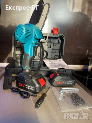 Акумулаторна резачка за клони и дърва 24V, 5Ah мини трион, литиевойонни батерии, снимка 7 - Градинска техника - 37018102