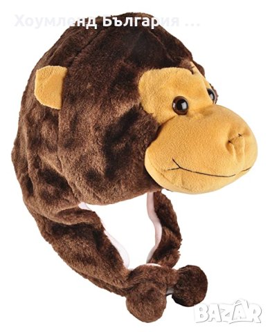 Плюшена шапка маймунка, снимка 2 - Шапки, шалове и ръкавици - 43312282