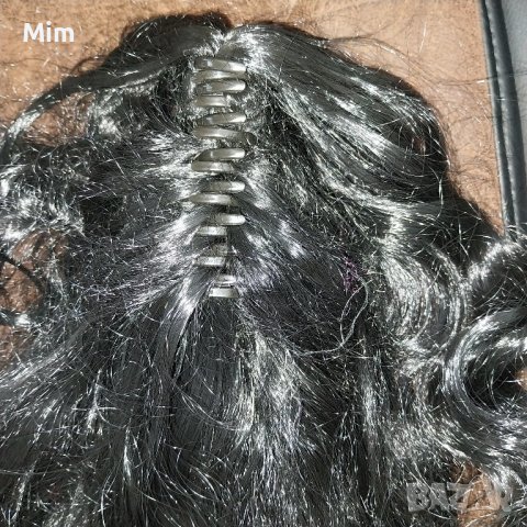  50 см Черна ,къдрава опашка / Екстейшан /с шнола , снимка 3 - Аксесоари за коса - 43347262