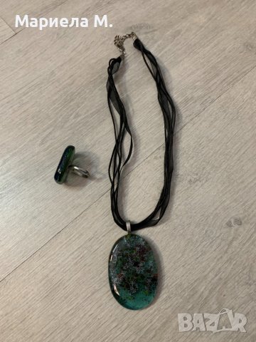 Ръчна изработка от стъкло! Колие и пръстен, снимка 2 - Бижутерийни комплекти - 39865711