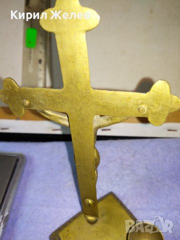 Старо КРАСИВО МАСИВНО НАСТОЛНО БРОНЗОВО РАЗПЯТИЕ КРЪСТ с ДВЕ КАНДИЛЦА 42678, снимка 15 - Декорация за дома - 43827861