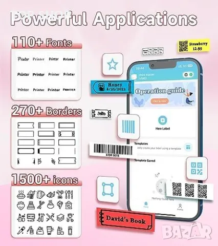 Нов Преносим термичен принтер за етикети Машина за етикетиране без мастило, снимка 2 - Други стоки за дома - 49956856