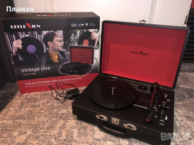 Ретро Грамофон с плочи Reflexion hif 1970 bt USB, 3,5 mm AUX-IN, BLUETOOTH, 2х24 W Размери (Ш / В / 