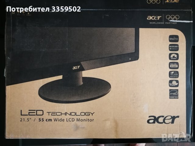 Монитор Ейсър, Acer 21.5 инча широкоекранен пълна дефиниция, снимка 12 - Монитори - 37407647