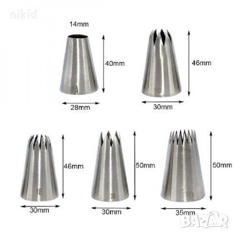 5 големи 9FT  356  1E  1A   1C  накрайника за пош шприц дюза сладки толумбички бисквитки крем торта, снимка 5 - Аксесоари за кухня - 32831665