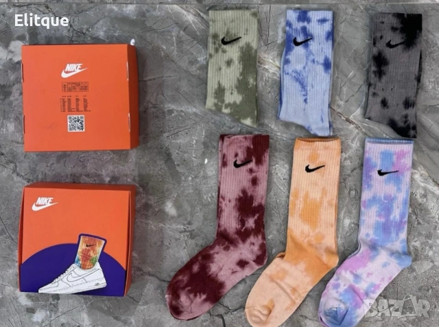 унисекс цветни дълги чорапи в кутия ,6 чифта nike