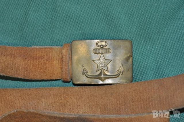 Военноморски кожен колан с тока, снимка 2 - Антикварни и старинни предмети - 52382122