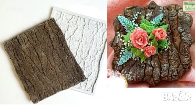 Текстура релеф кора дърво силиконов молд форма за декор украса торта фондан шоколад и др