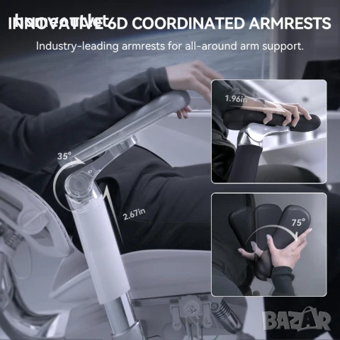 ПРОМОЦИЯ Ергономичен офис стол с футуристичен дизайн SIHOO S300-M102, снимка 3 - Столове - 50699898