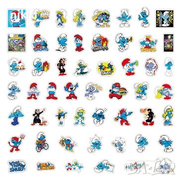 50 бр Смърф Смърфовете The smurfes самозалепващи лепенки стикери за украса декор картонена торта, снимка 8 - Други - 36669022