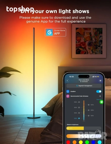 Чисто нова подова лампа Govee RGBIC Basic, LED ъглова лампа, работеща с Alexa, 1000 лумена ..., снимка 4 - Лед осветление - 51984484