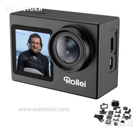 Екшън камера Rollei Action Сam 7S Plus, 4K, 16MP, Wifi, функция за уеб камера, преден дисплей , снимка 1 - Камери - 48467002