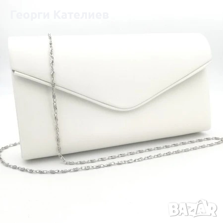 Официална Дамска Чанта Тип Клъч В Бяло Кожена, снимка 1 - Чанти - 44935197