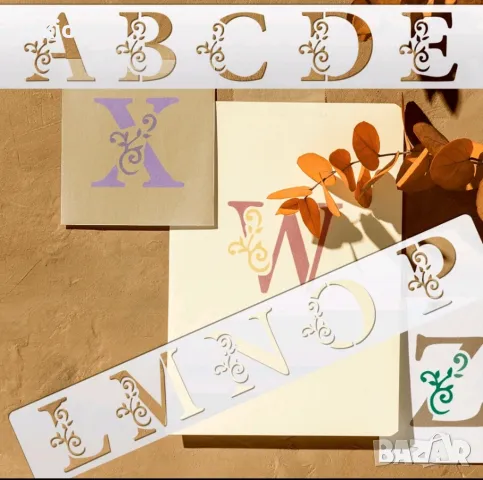 Латиница Главни декорирани букви азбука стенсил шаблон шаблони торта украса Scrapbooking, снимка 2 - Други - 50102553