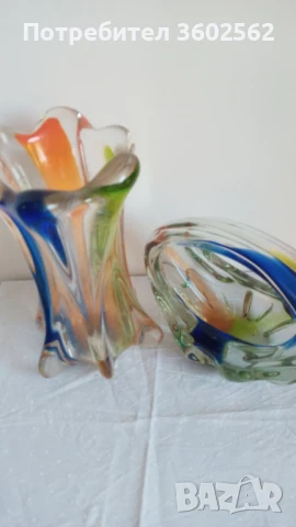  мурано стъкло - ваза и купа , снимка 5 - Вази - 49778418