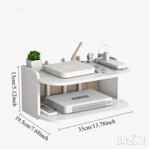 Стенен ТВ рафт за рутер и аксесоари – компактен и практичен, снимка 4 - Други стоки за дома - 50384305