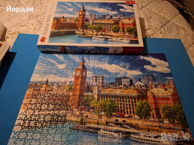 ​Картина от пъзел 500 ч. - Лондон (Биг Бен) в бяла рамка със стъкло, снимка 4 - Картини - 53093580