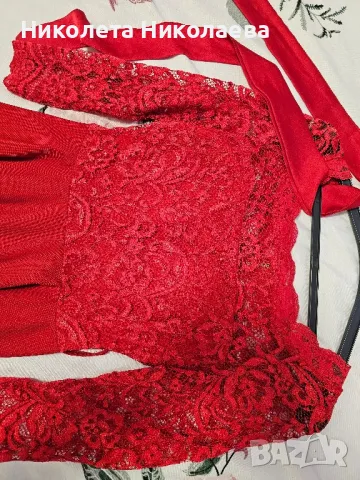 Дамска червена рокля , снимка 2 - Рокли - 47974164