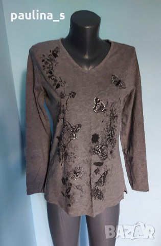 Блуза с пеперудени декорации и дълъг ръкав "Laura Torelli"® , снимка 2 - Блузи с дълъг ръкав и пуловери - 32870791