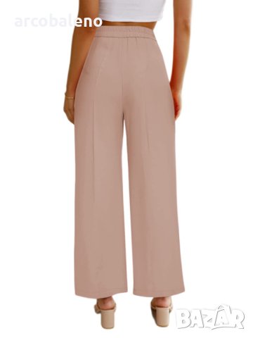 Ежедневни дамски широки панталони с копчета и джобове с висока талия, 5цвята - 024, снимка 8 - Панталони - 40956746