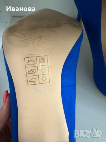 Сини токчета. Висок ток. Синьо, снимка 6 - Дамски обувки на ток - 49883899