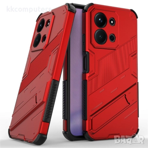 Xiaomi Redmi 15C 5G / 4G / Poco C85 4G Удароустойчив - PC+TPU Калъф с Протектор и Стойка (Черен, Бял, снимка 2 - Калъфи, кейсове - 52072361