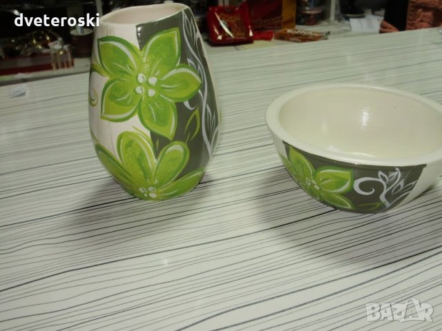 Ваза ръчно рисувана керамика, снимка 5 - Декорация за дома - 27687212