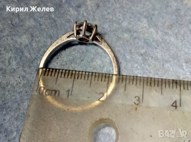 СКЪПОЦЕНЕН ГОДЕЖЕН СРЕБЪРЕН ПРЪСТЕН СРЕБРО ВИСОКА ПРОБА с БЯЛА ПОЗЛАТА и ЕДЪР ФАСЕТИРАН ЦИРКОН 44354, снимка 4 - Пръстени - 49144564