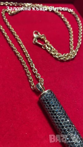 Златен синджир с висулка патрон инкрустиран с 415 диаманта - 18К / 97 гр., снимка 4 - Колиета, медальони, синджири - 38727733