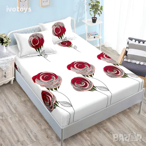 Долен чаршаф с ластик и две калъфки (за матрак от 160x200 до 180x200), 3 части - WS17059, снимка 1
