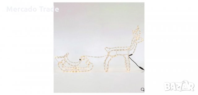 Коледен декоративен елен със светеща шейна , снимка 2 - Лед осветление - 34826728